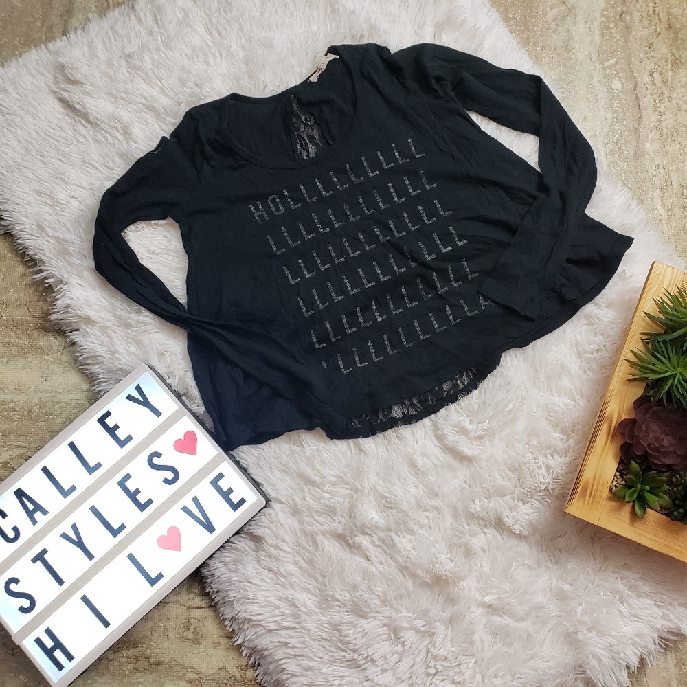 Hollister Black Back Lace Top Size XS D16